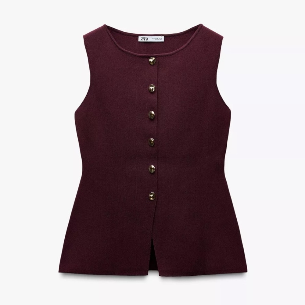 Zara Deep Burgundy Buttoned Blouse